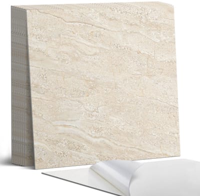 Coloray Plaktegels - Natuursteenpatroon Portugese Tegels - 30 cm x 30 cm - Romig Plaktegels - 9 stuks - Vierkant PVC Tegels - Plaktegels Keuken - Zelfklevende Vloertegels - Vinyl Tegels - Zelfklevende Tegels