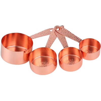 4 STUKS Rose Goud Roestvrij Staal Maatbekers Koffielepel met Schaal Bakken Koken Keukengereedschap beige