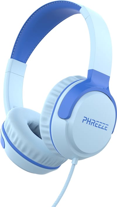 Phreeze JR310 - Koptelefoon Kinderen - Kinder Koptelefoon met Draad - Hoofdtelefoon Kind - Geluidsdempend - Volumebegrenzer - Opvouwbaar - Blauw