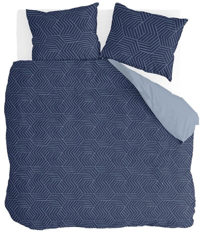 Byrklund Dekbedovertrek Lined Grid - 200x220 - 100% Polyester - Donker Blauw