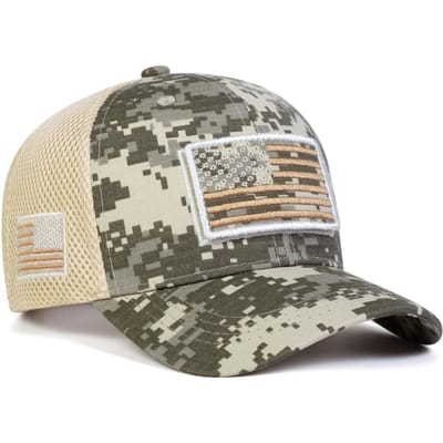 Unisex Amerikaanse Vlag Borduurwerk Camouflage Baseball Net Petten Lente Zomer Buiten Verstelbaar Casual Petten Zonbescherming Hoed Pet beige