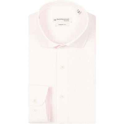 Giordano Overhemd Row Cutaway Collar Seersucker Stripe Roze / male