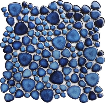Mozaïek Tegels - Kiezel Steen - Badkamer Decoratie - Zelfklevend Installatie - 30x30cm 5 Vellen - Kobalt Blauw