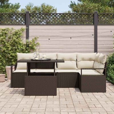 vidaXL - Tuinbank - Set - 6 - st - 5-Aantal - zitplaatsen - Bruin - en - Crème