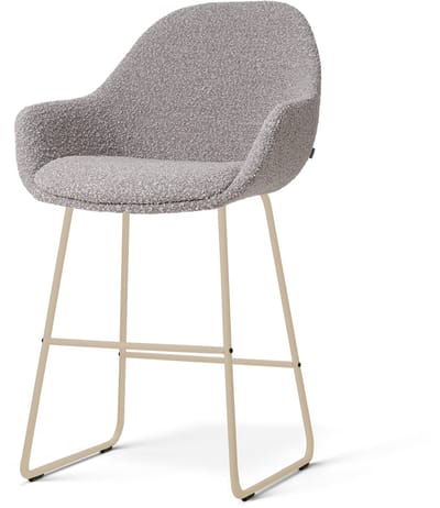 Nolon Nino-Mae Barkruk Bouclé Taupe - Beige Onderstel - 65 Cm - Scandinavisch - Armleuning - Stoffen - Barstoel