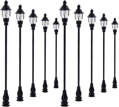 10x Modelspoor Straatlantaarns LED Verlichting Warm Wit - Schaalgrootte H0 (1:87)