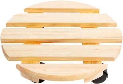 Plantenroller - Plantentrolley - Voor binnen en buiten - draagvermogen tot 80 kg - rond-vurenhout - 30x30cm