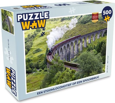 Puzzel Een stoomlocomotief op een spoorbrug - Legpuzzel - Puzzel 500 stukjes