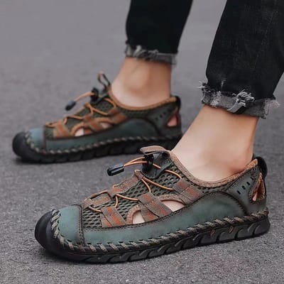 Zomer Heren Casual Schoenen Leer Heren Sandalen Comfort Antislip Heren Schoenen Designer Vintage Sandalen Mannelijk Nieuw Erkek Ayakkabı 38 gray