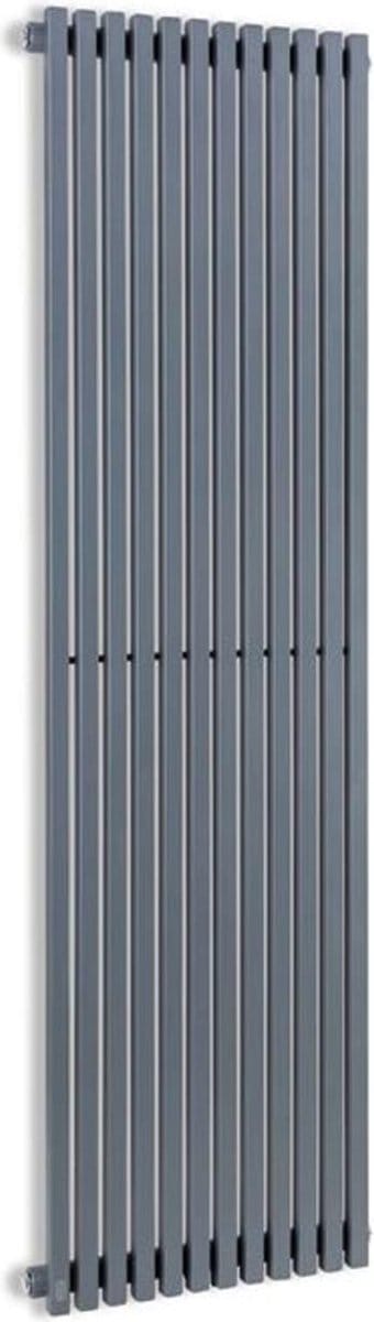 Besoa Delgado - Buisradiator, 2-in-1: midden- of zijaansluiting / 1/2" aansluitingen, Wandinstallatie, max. 70°C / max. 10,1 bar, Slim, 8-20 m², 160x45 radiator, 12 verticale ribben, 822W, grijs