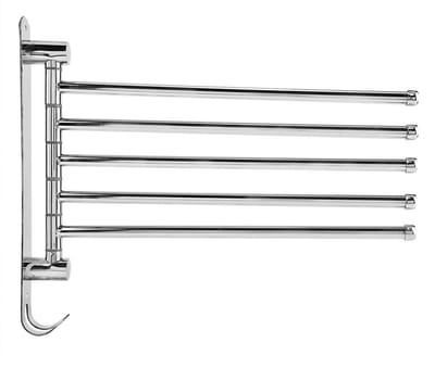 Dailygoods- Handdoekhouder met 2/3/4/5 zwenkstangen - Draaibare Handdoekstang - Roestvrij Staal - Wandmontage - Hoogglans Polijsten - Afmetingen 350 x 190/225/260/295 x 35 mm - Wandhanddoekhouder