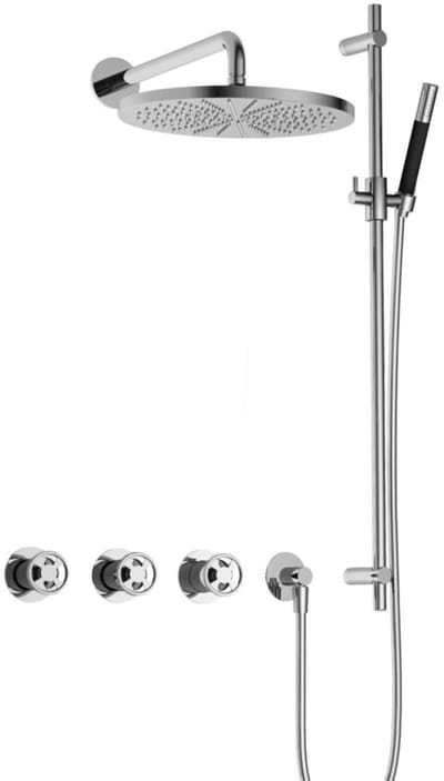 Hotbath Cobber - CW7067 - Inbouw Regendoucheset - Chroom - 2 Stopkranen - Thermostatisch - Wandarm 40 cm - Hoofddouche 300 mm - Ronde Handdouche - Glijstang 900 mm - met M106 - Waterbesparend
