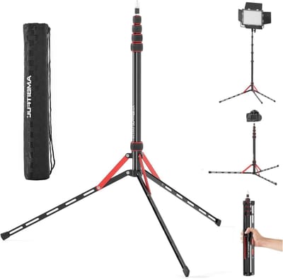 Lichtgewicht Aluminium Statief van 220 cm voor Fotografie en Flitslicht, Inclusief Draagtas, Maximaal 2.5 kg Belastbaar