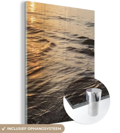 MuchoWow® Glasschilderij 120x160 cm - Schilderij acrylglas - Zee - Zon - Water - Foto op glas - Schilderijen