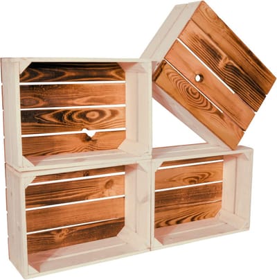 Set van 4 Houten Decoratieve Kisten Geschikt voor Opslag en Tuin