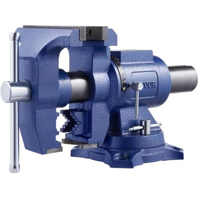 VEVOR Heavy-Duty bankschroef, 165 mm bekbreedte, 125 mm maximale bekopening, multifunctionele nodulair gietijzeren bankschroef met aambeeld, 360° draaibare basiskop, 75 mm keel, 24,98 kN klemkracht