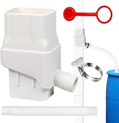 Regentonomleiding - Regenwater collector - Water besparen - Verstelbare collector - 20.5 x 14.5 x 8 cm - Wit