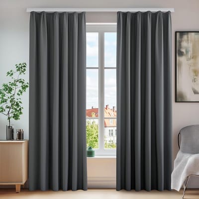 SNJY® Gordijnen Kant en Klaar met Haakjes - Vitrage Kant en Klaar met Haakjes - Gordijnen Verduisterend met Haakjes - 160 x 140 cm (H x B) - 2 Stuks - Donkergrijs