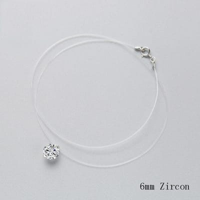 925 Sterling Zilver Zircon Kristal Parel Hanger Choker Ketting Transparante Vislijn Fijne Sieraden Voor Vrouwen white