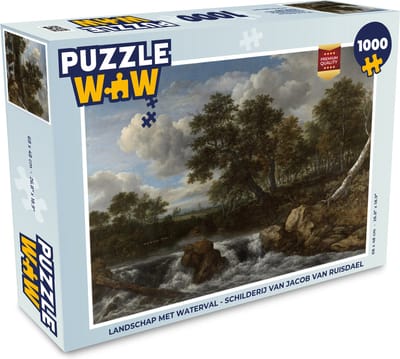 Puzzel Landschap met waterval - Schilderij van Jacob van Ruisdael - Legpuzzel - Puzzel 1000 stukjes volwassenen