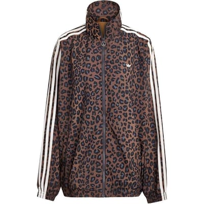 Adidas Originals Jas met Dierenprint, Opstaande Kraag, Losvallend, Lange Mouwen, Damesjas, Karamel JW7301 XL gray