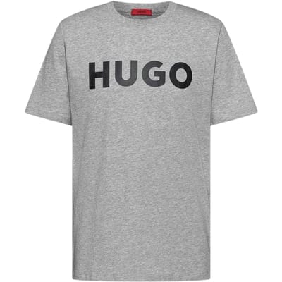 Hugo Heren-T-shirt met Dulivio-logo in contrasterende kleuren (Grijs/Zwart)