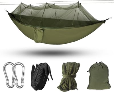 Allecto Plus - Ultralichte hangmat met muggennet voor buiten, camping en survival - 260 x 140 cm