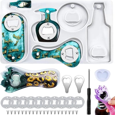 Siliconen Mallen voor Flessenopeners - DIY Epoxy Resin Mallen met Accessoires voor Creatieve Projecten