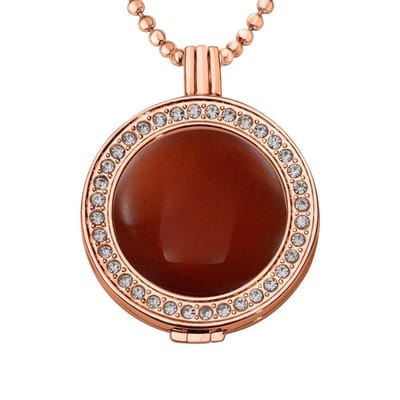 Munthouder met Ketting en Munt 33mm Cat's Eye Honing - Roségoudkleurig met Zirkonia - ERHS698
