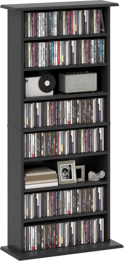 HOMCOM CD-opbergkast - Spaanplaat - 58x24x126,3 cm - Zwart