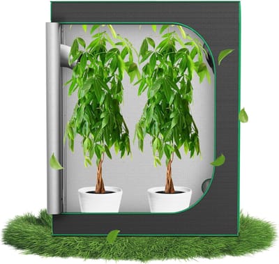 Complete Kweektent voor Hydrocultuur, 120x60x150cm Lichtdichte Plantentent, Broeikas Box met Transparant Kijkvenster, Reflecterend Mylar, Uitneembare Bodemplaat en Accessoirekanaal, Indoor Kweekkas voor Home Groei, NAIZY