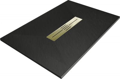 Mexen Toro rechthoekige SMC douchebak 100 x 70 , zwart, gouden afdekking - 43707010-G