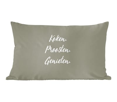 Sierkussens - Kussentjes Woonkamer - 60x40 cm - Quotes - Spreuken - Koken. proosten. genieten - Drinken - Eten