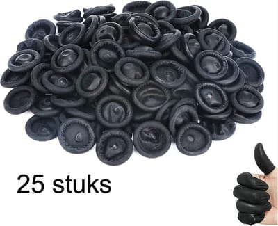 CHPN - Vingercondoom - 25 stuks - Latex - Vingerbeschermer - Zwart - Vinger Condoom - Droge vinger - Vingerwond - Wond aan vinger - Vingerbeschermer