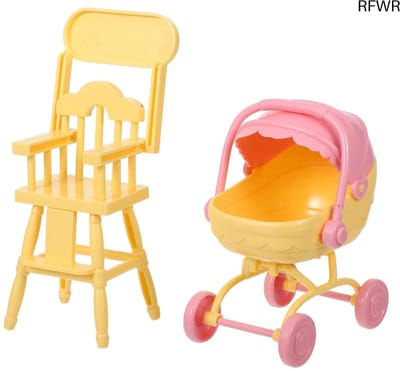 RFWR® Miniatuur Poppenhuisaccessoires - Kinderwagen En Kinderstoel Voor Fantasiespel