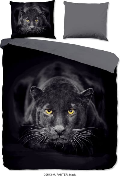 Pure dekbedovertrek zwarte panter - Lits jumeaux 240x200/220 cm - Zwart - Microvezel