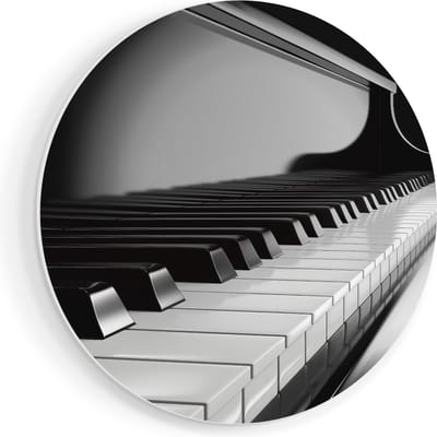 Artaza Forex Muurcirkel Pianotoetsen - Noten - Piano - 80x80 cm - Groot - Wandcirkel - Rond Schilderij - Wanddecoratie Cirkel