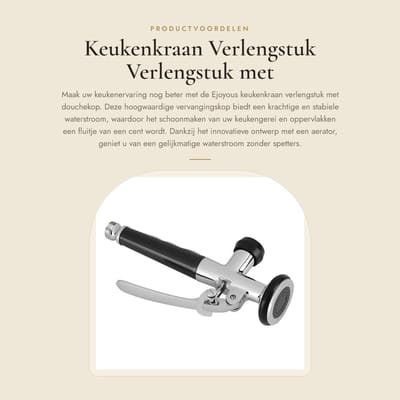 Dailygoods- Keukenkraan Vervangkop - Keukenkraan met Uittrekbare Uitloop - Keukenkraan Sproeikop - Roestvrij Staal - Duurzaam - Efficiënte Waterstroom - Keukenmengkraan