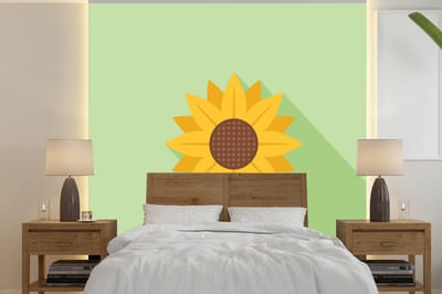 Behang - Fotobehang Eenvoudige illustratie van een zonnebloem - Breedte 240 cm x hoogte 240 cm