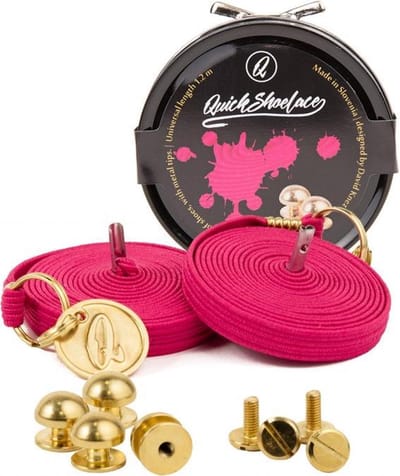 Quick shoelaces - Met één hand veters strikken - Prestige - Gecoat met met een laagje 24k goud - Schoenveter met fixatie rond -Violet