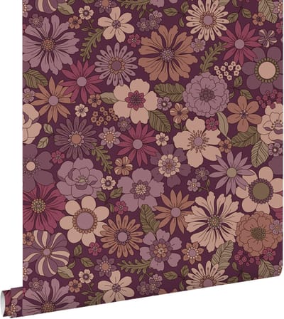 ESTAhome behang retro bloemen mauve paars - 50 x 900 cm - 131638