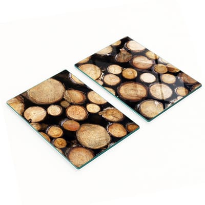 Decoratieve serveerplanken van glas voor snacks, in de vorm van een boomstam, 2x40x52 cm