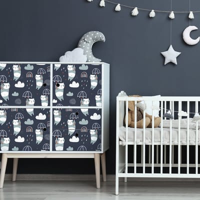 Kindermeubelsticker met panda's en de magische paraplu, 60 x 90 cm