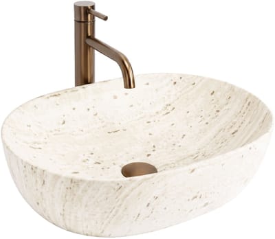 Rea - Amelia 48 - Wastafel - Imitatiesteen Travertine Classic - 48X34,5X13,5Cm
