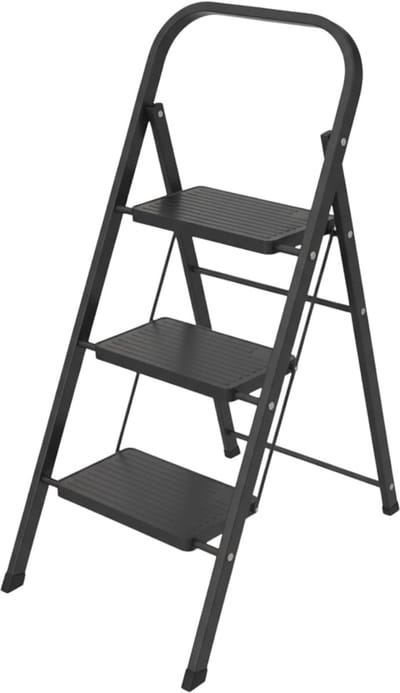 DnA® Huishoudtrap - Keukentrap - Huishoudtrap 3 Treden - Zwart - 46cm x 13cm x 105cm