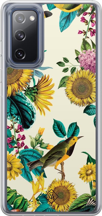 Casimoda® hoesje - Geschikt voor Samsung Galaxy S20 FE - Zonnebloemen / Bloemen - 2-in-1 case - Schokbestendig - Bloemen - Verhoogde randen - Multi, Transparant