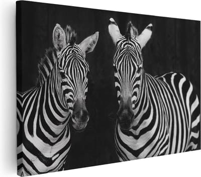 Artaza Canvas Schilderij Zebra - 30x20 cm - Klein - Wanddecoratie Afrika - Muurdecoratie Woonkamer - Kamer Accessoires