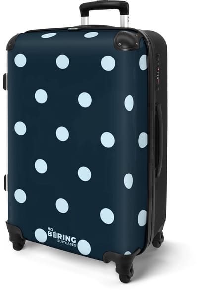 NoBoringSuitcases.com® - Koffer groot - Rolkoffer lichtgewicht - Blauw stippen patroon - Reiskoffer met 4 wielen - Valies grote trolley XL op wieltjes - Harde reistrolley met TSA slot - 20 kg bagage - Reizen
