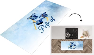 Keukenloper - Loper keuken - Afstudeerhoed - Quote - Geslaagd - 120x50 cm - Keukenloper vinyl
