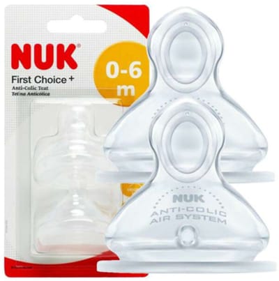 NUK | First Choice | Anti Colic flesspeen siliconen | Air System | 0-6 maanden |2 stuks S